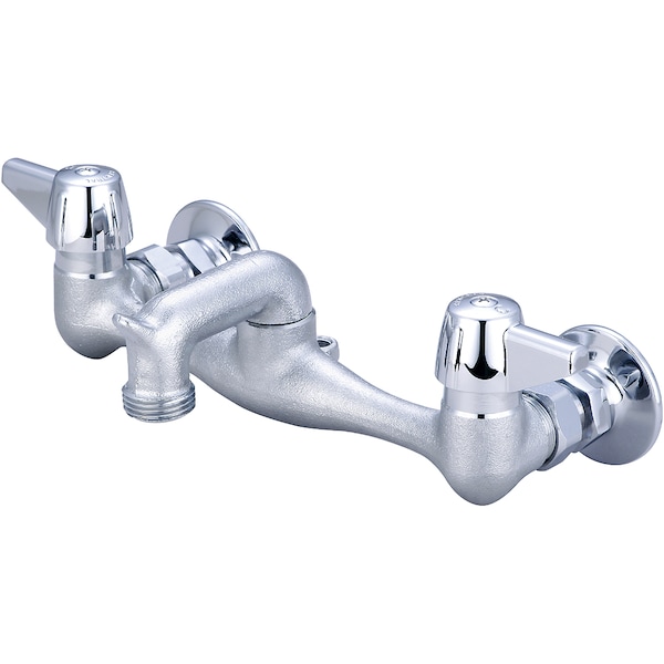 Two Handle Wallmount Service Sink Faucet, NPT, Wallmount, Rough Chrome, Overall Width: 10"